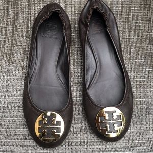 Tory Burch ballet flats Sz 10 1/2 brown patent  leather